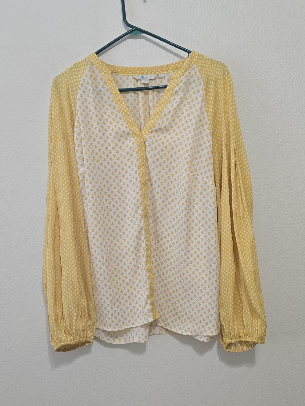 Boden Yellow and White Printed Long-Sleeve Blouse 14